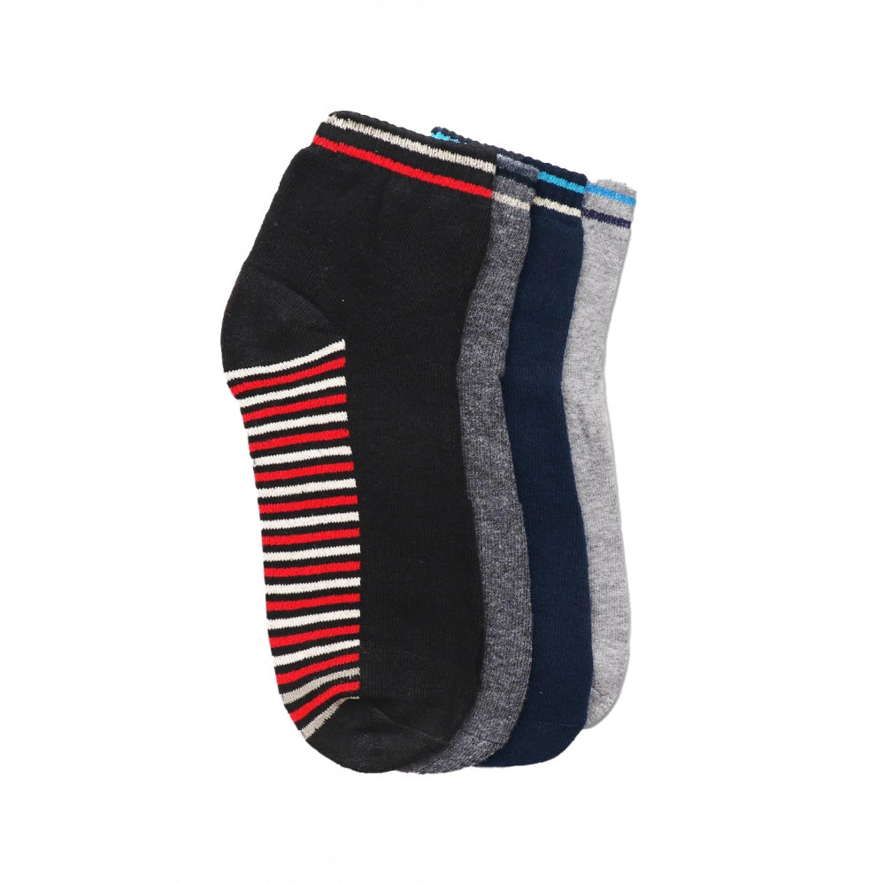 4 Pairs Men's Casual Cotton Blended Printed Mid-Calf length Socks (Assorted) - GillKart