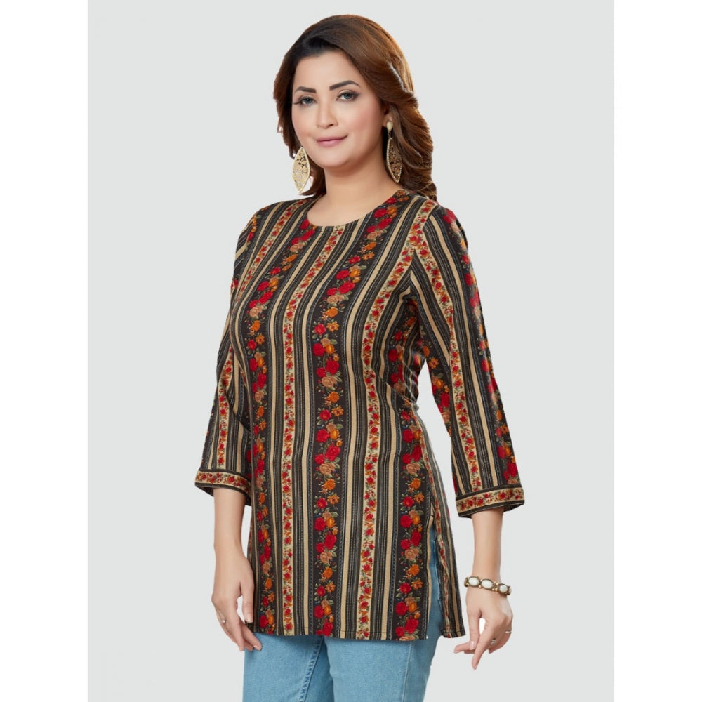 Women's Casual 3/4 Sleeves Printed Rayon Short Top (MultiColor) - GillKart