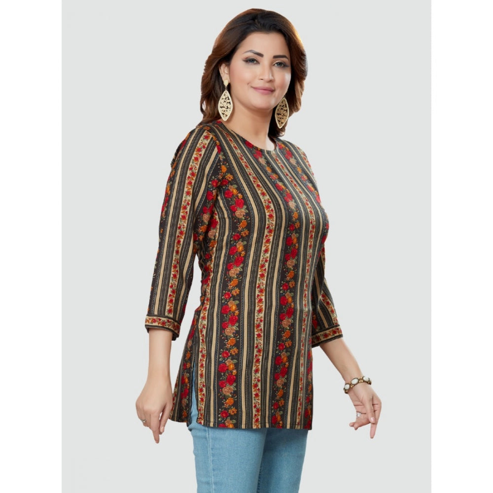 Women's Casual 3/4 Sleeves Printed Rayon Short Top (MultiColor) - GillKart