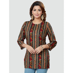 Women's Casual 3/4 Sleeves Printed Rayon Short Top (MultiColor) - GillKart