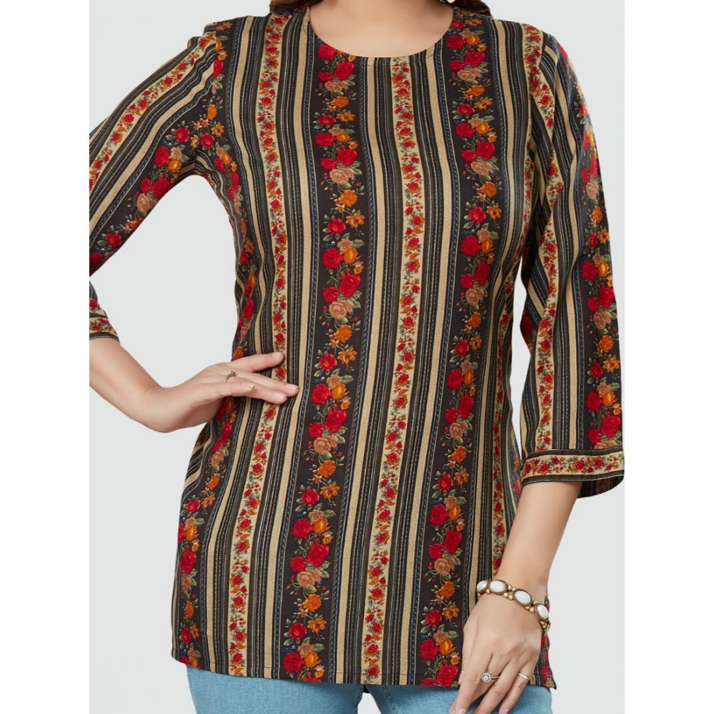 Women's Casual 3/4 Sleeves Printed Rayon Short Top (MultiColor) - GillKart