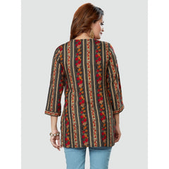 Women's Casual 3/4 Sleeves Printed Rayon Short Top (MultiColor) - GillKart