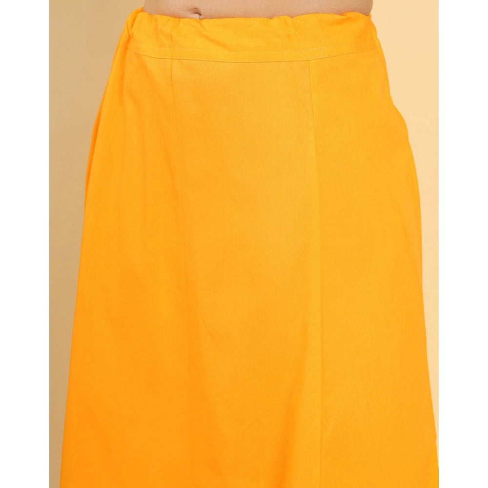 Women's Cotton Solid Free Size Petticoat (Mustard) - GillKart