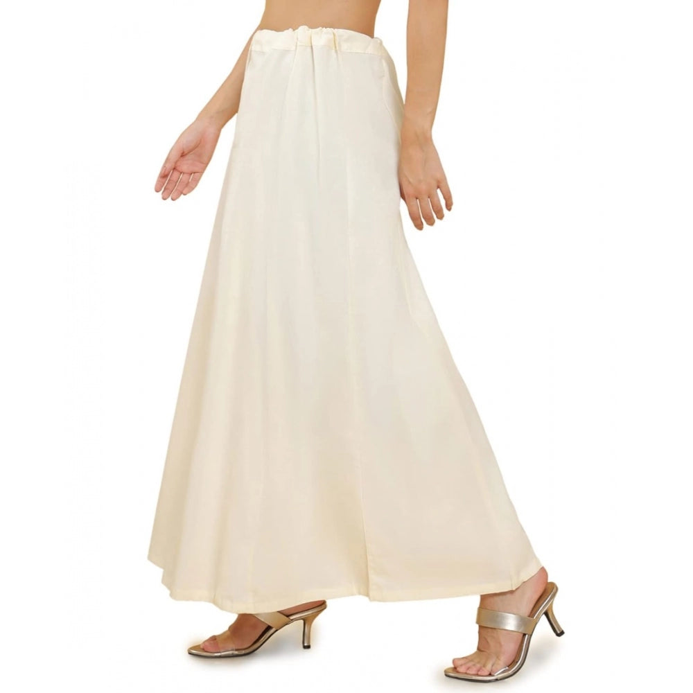 Women's Cotton Solid Free Size Petticoat (Cream) - GillKart