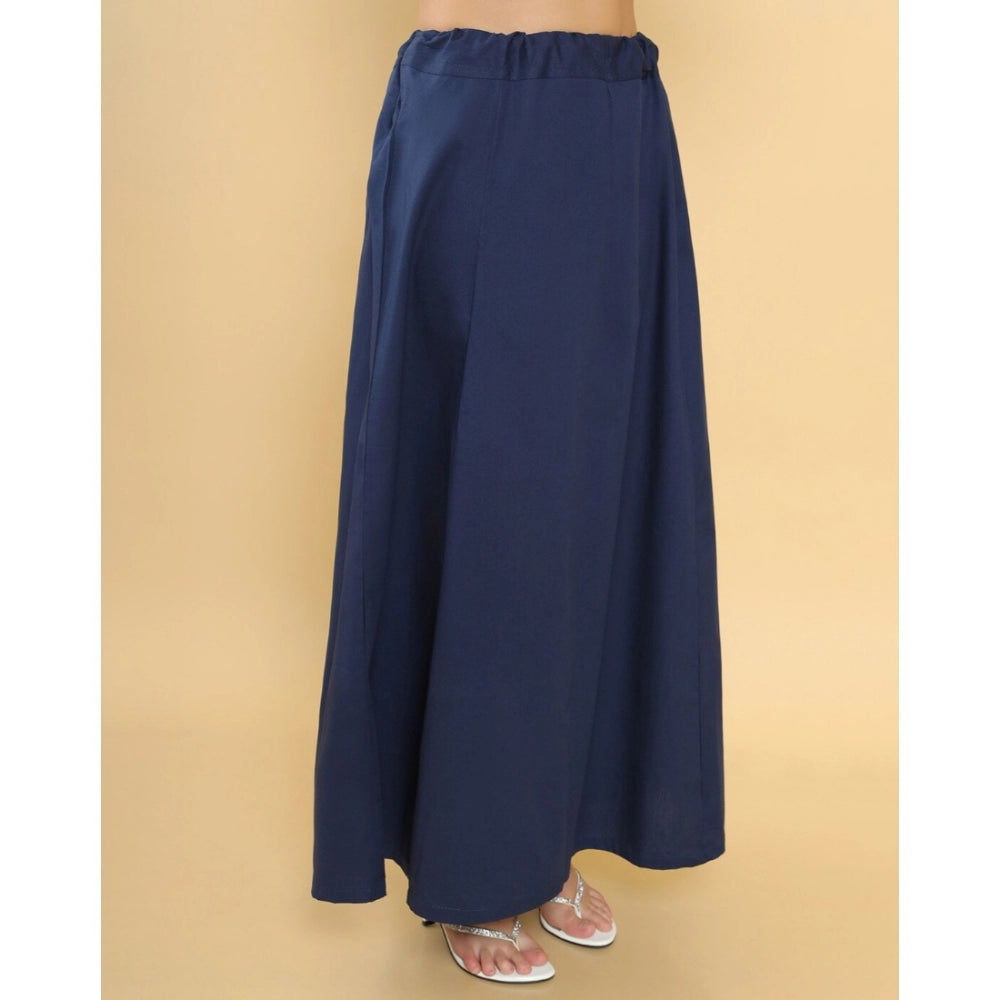 Women's Cotton Solid Free Size Petticoat (Navy Blue) - GillKart