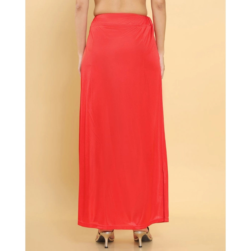 Women's Silk Solid Free Size Petticoat (Red) - GillKart