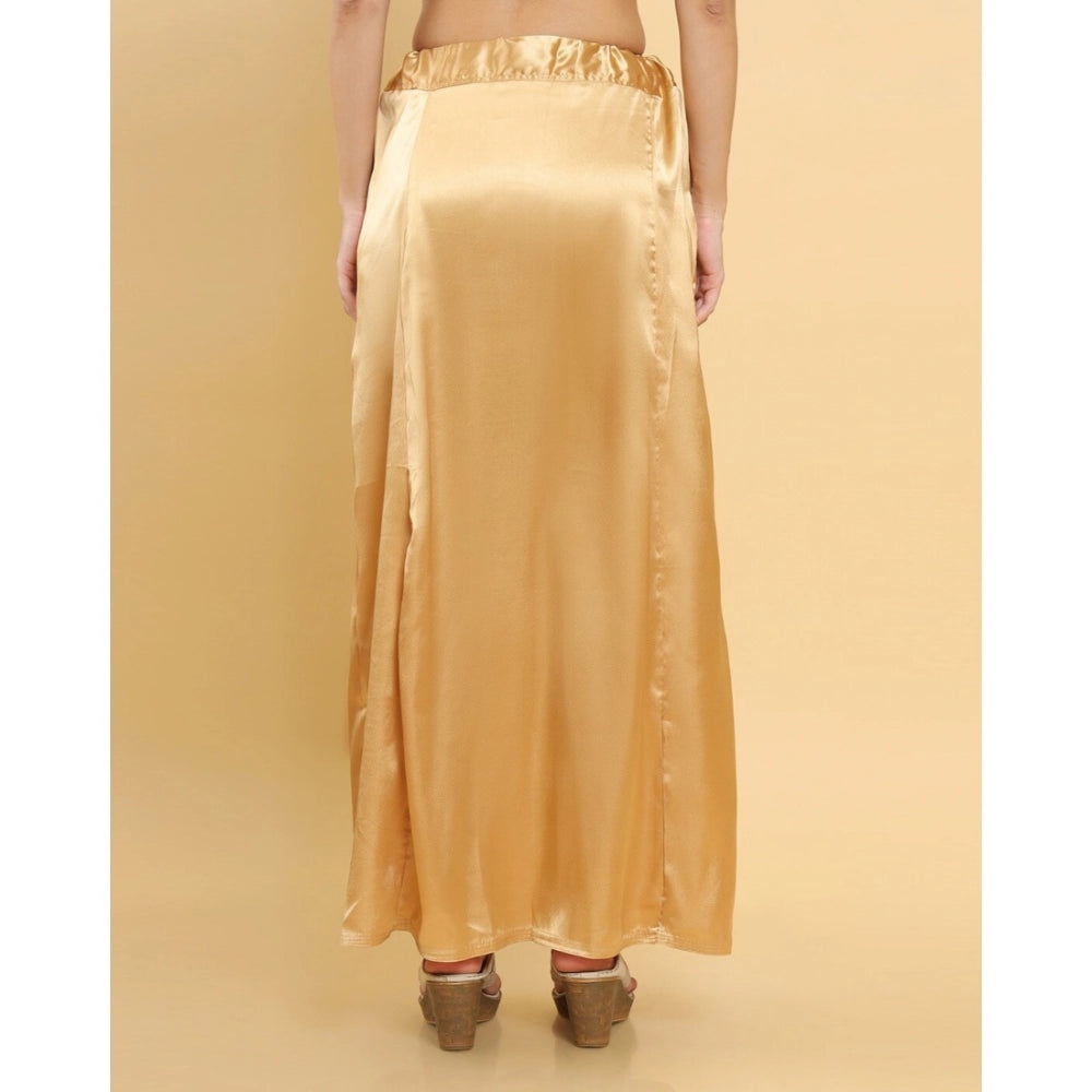 Women's Silk Solid Free Size Petticoat (Gold) - GillKart