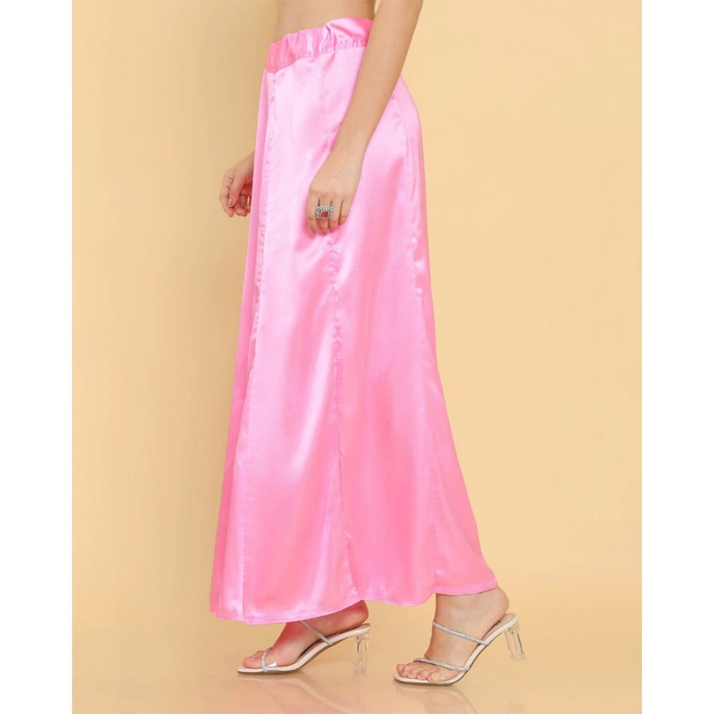 Women's Silk Solid Free Size Petticoat (Pink) - GillKart