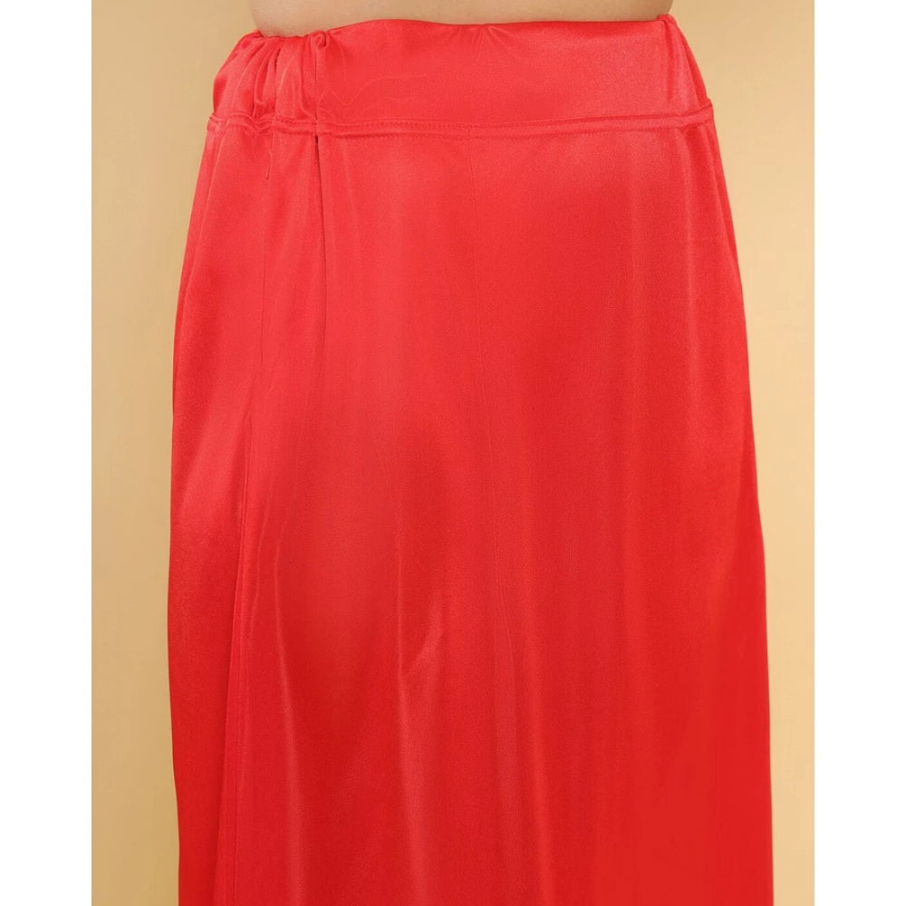 Women's Silk Solid Free Size Petticoat (Red) - GillKart