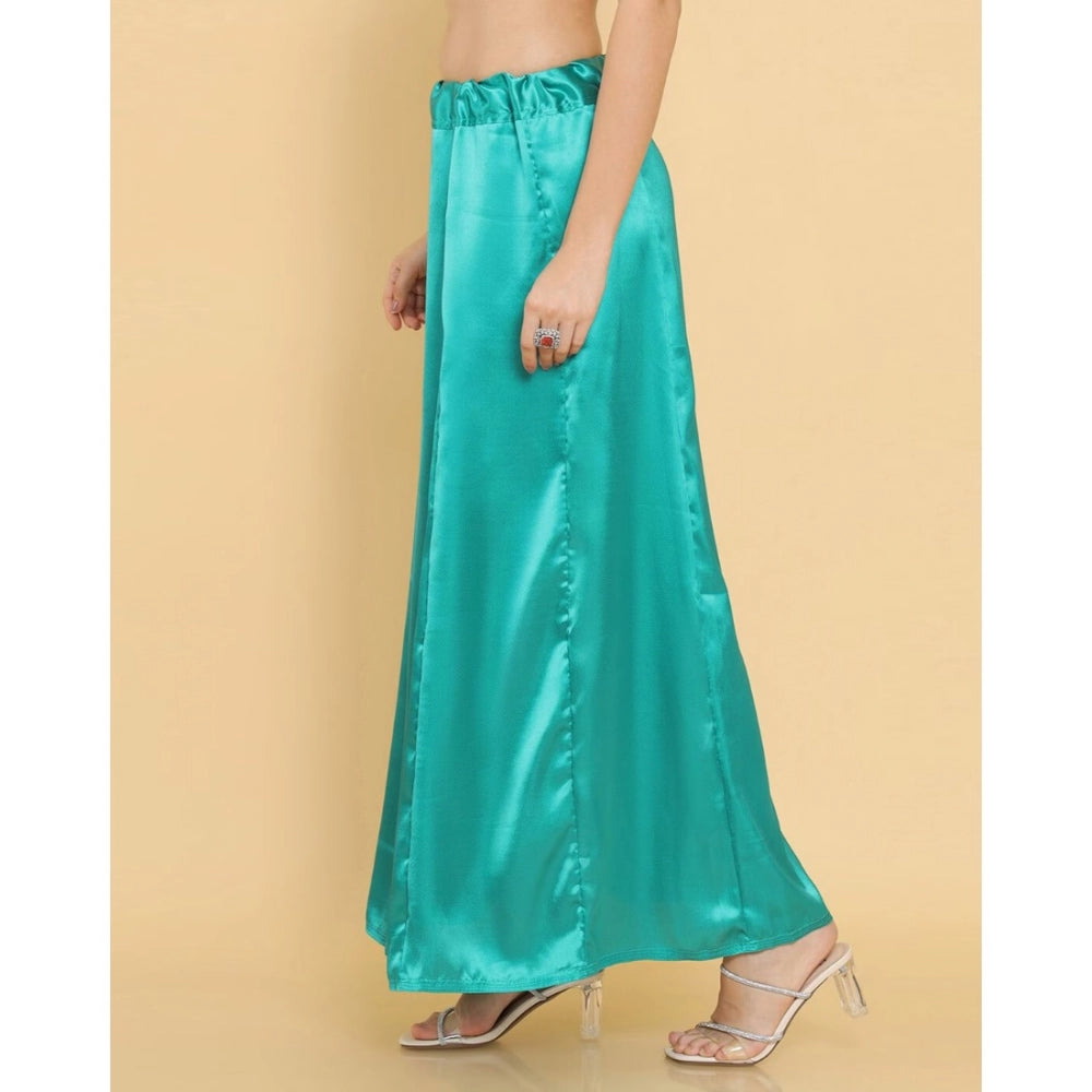 Women's Silk Solid Free Size Petticoat (SeeSaw Green) - GillKart