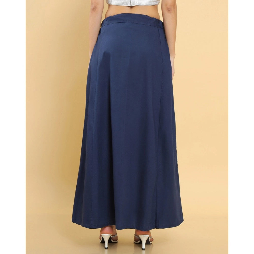 Women's Cotton Solid Free Size Petticoat (Navy Blue) - GillKart