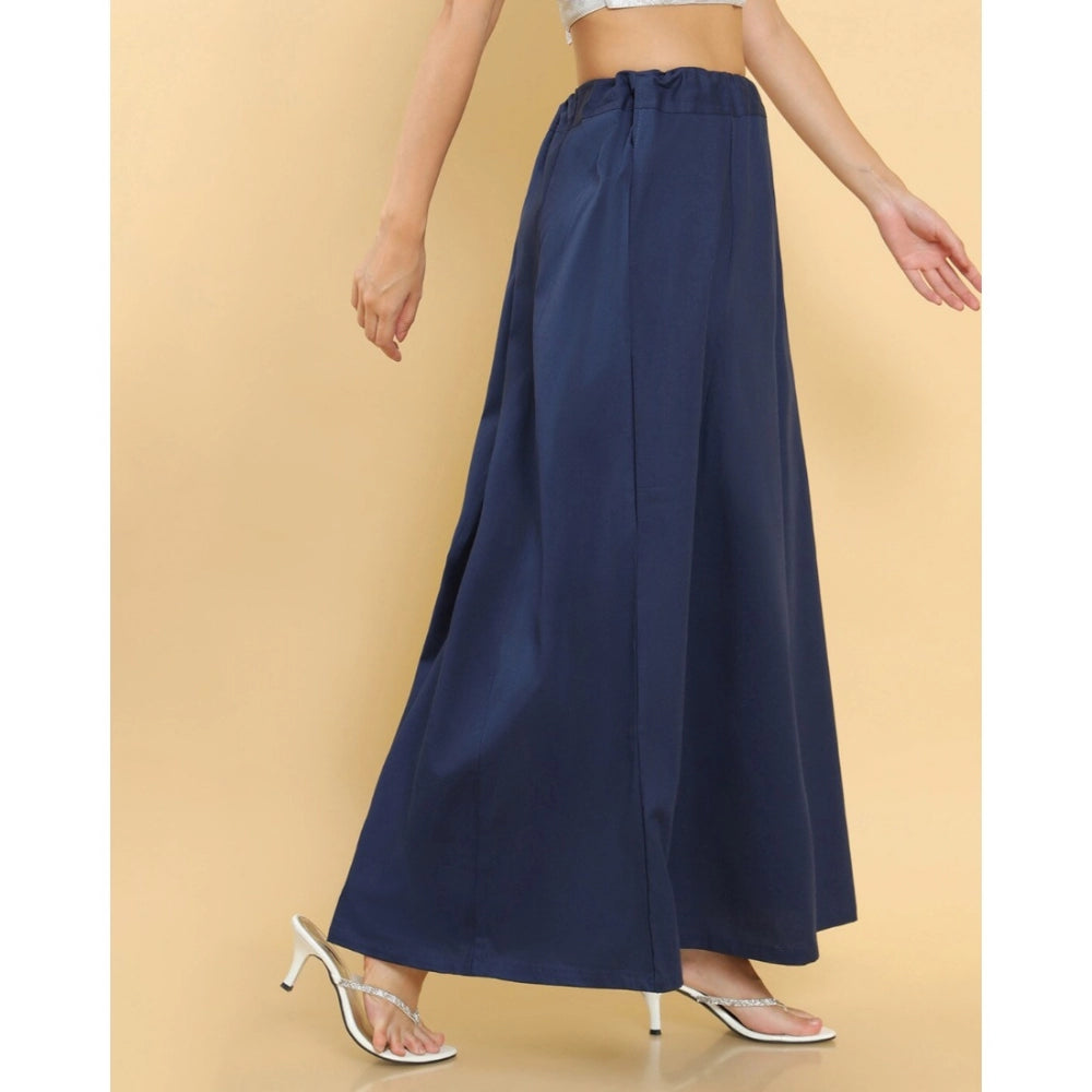 Women's Cotton Solid Free Size Petticoat (Navy Blue) - GillKart