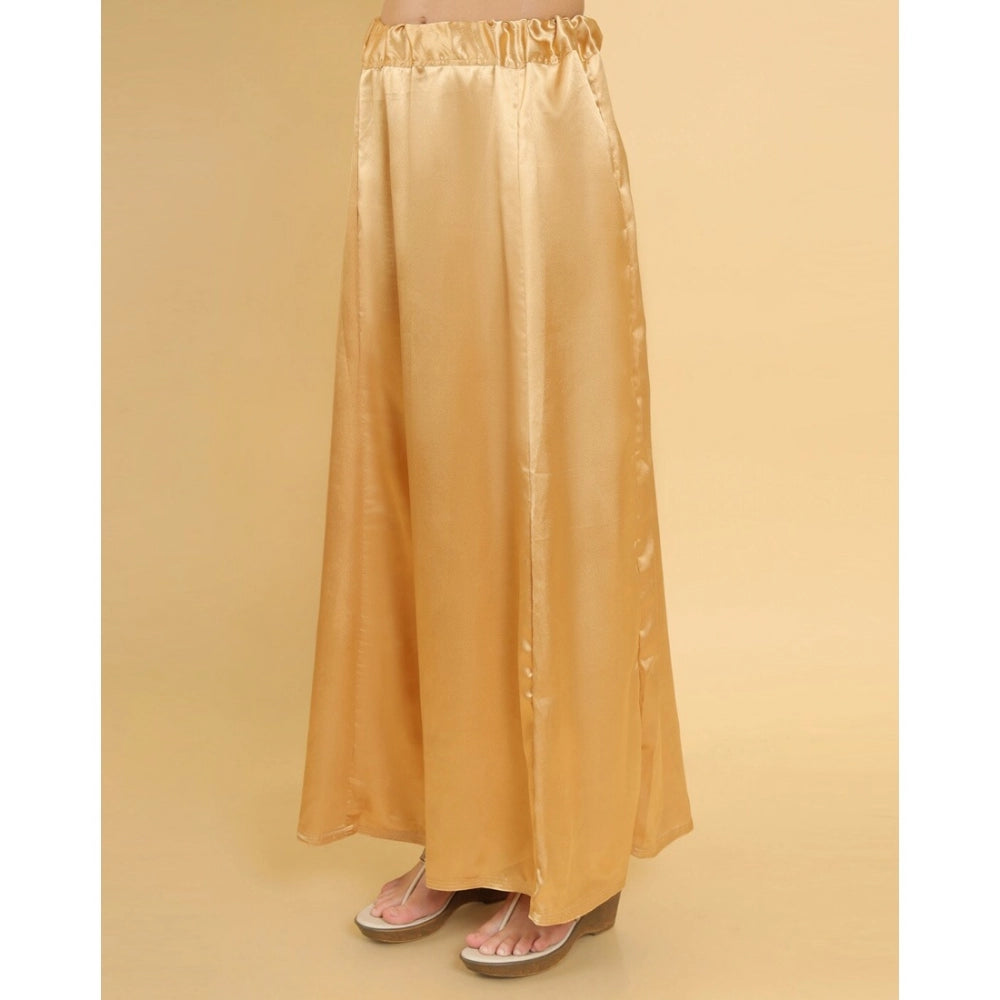 Women's Silk Solid Free Size Petticoat (Gold) - GillKart