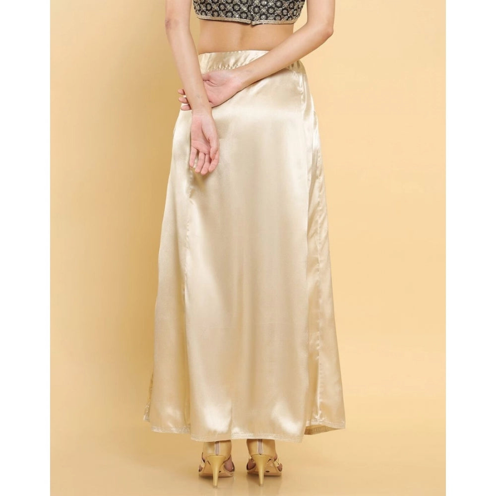 Women's Silk Solid Free Size Petticoat (Gold) - GillKart