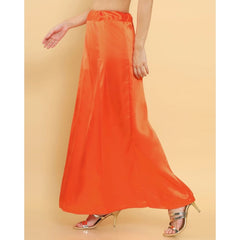 Women's Silk Solid Free Size Petticoat (Orange) - GillKart