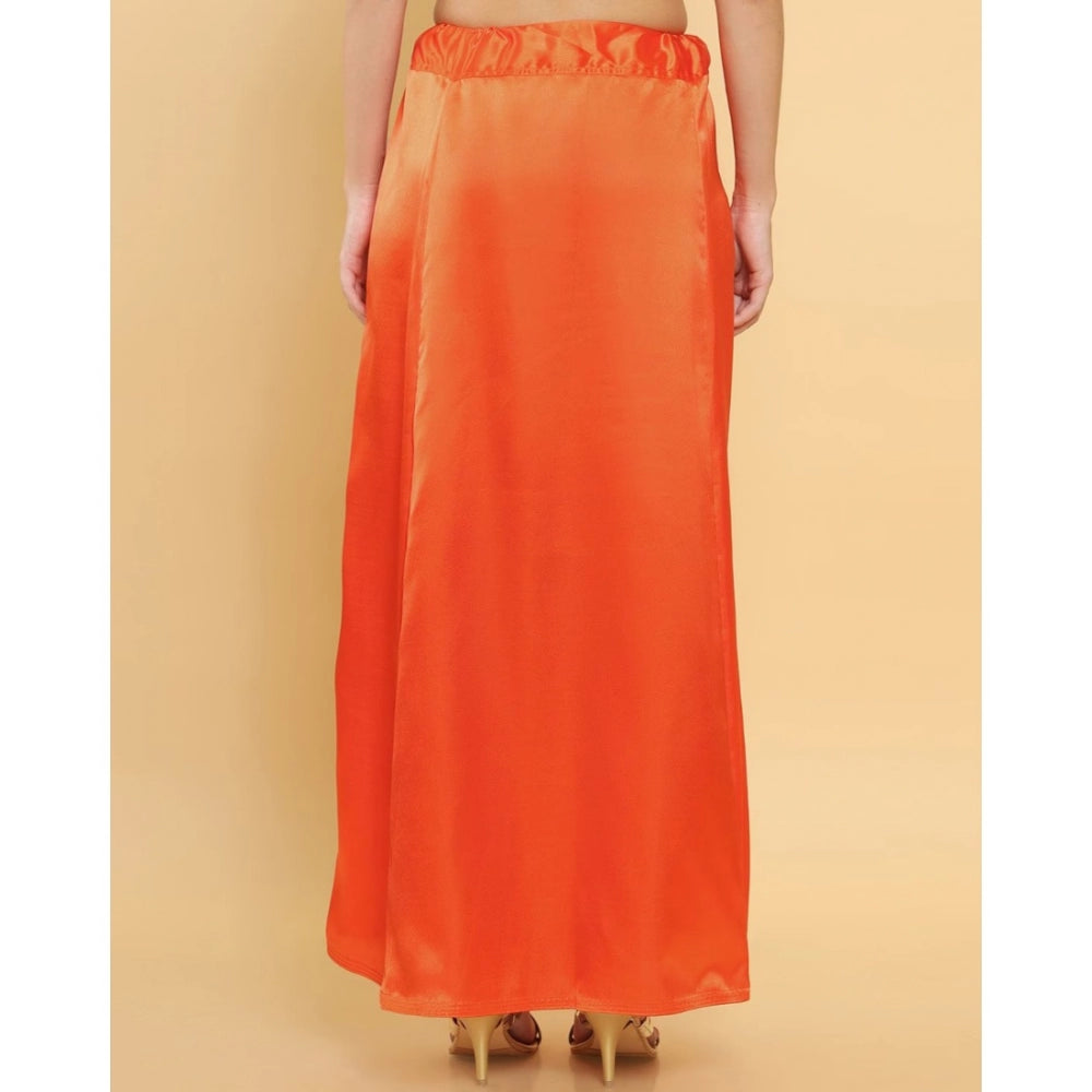 Women's Silk Solid Free Size Petticoat (Orange) - GillKart