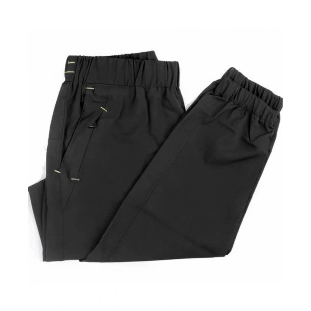 Men's Polyster Soild Track Pant-Lower (Black) - GillKart