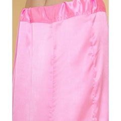 Women's Silk Solid Free Size Petticoat (Pink) - GillKart