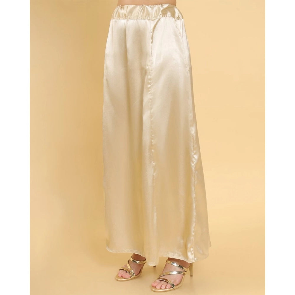 Women's Silk Solid Free Size Petticoat (Gold) - GillKart