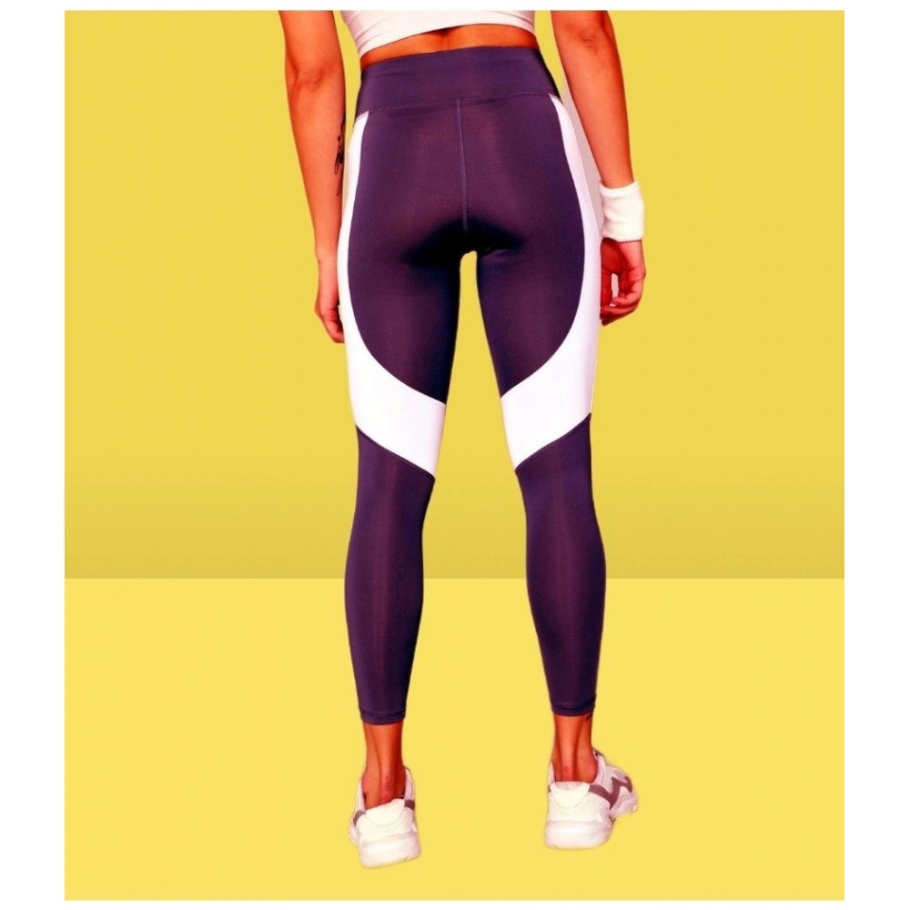 Women's Polyster Solid Sport Leggings (Purple) - GillKart