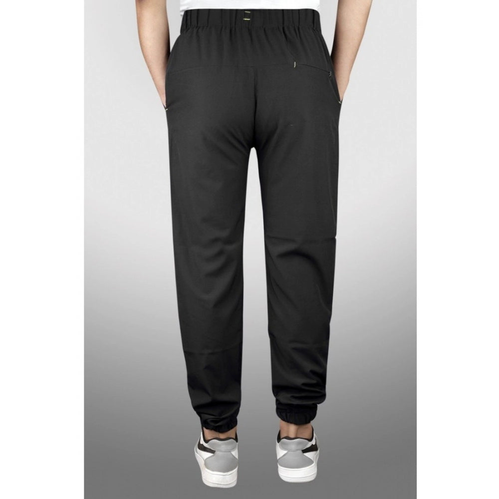 Men's Polyster Solid Track Pant-Lower (Black) - GillKart