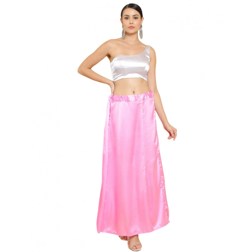 Women's Silk Solid Free Size Petticoat (Pink) - GillKart