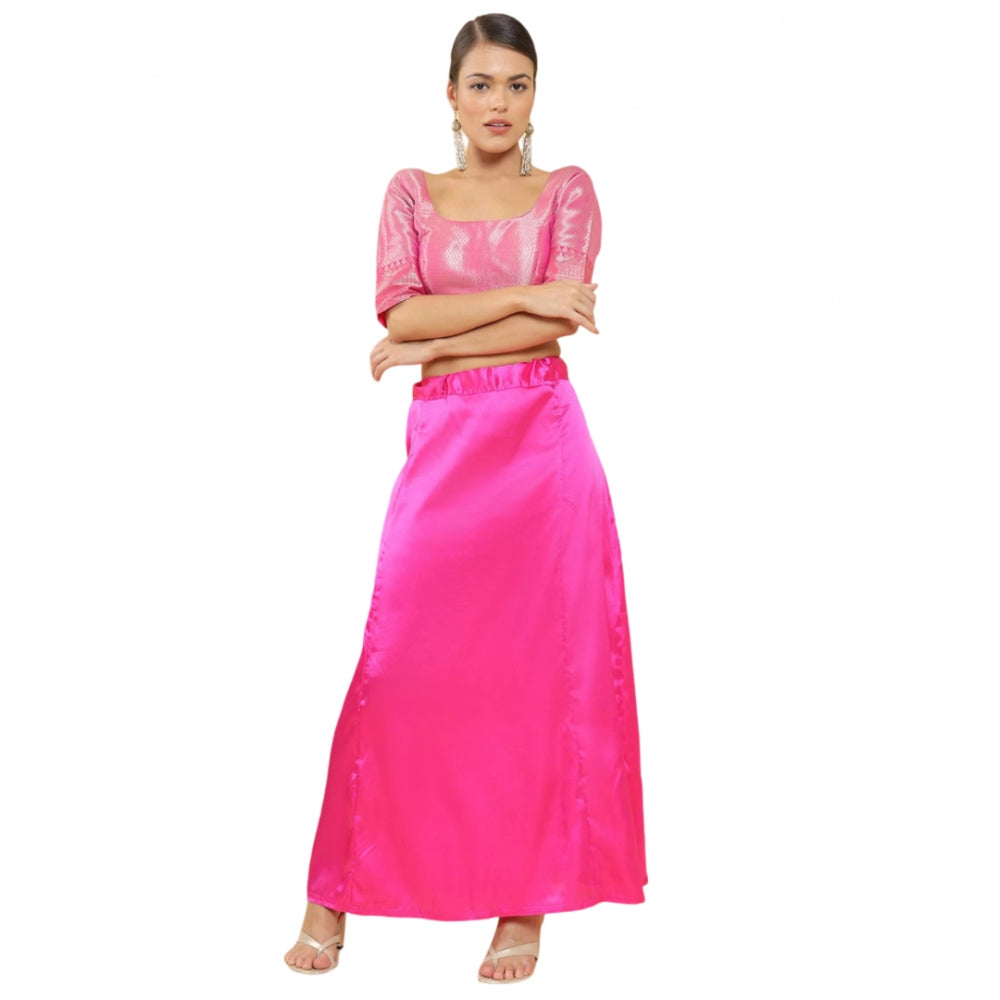 Women's Silk Solid Free Size Petticoat (Pink) - GillKart