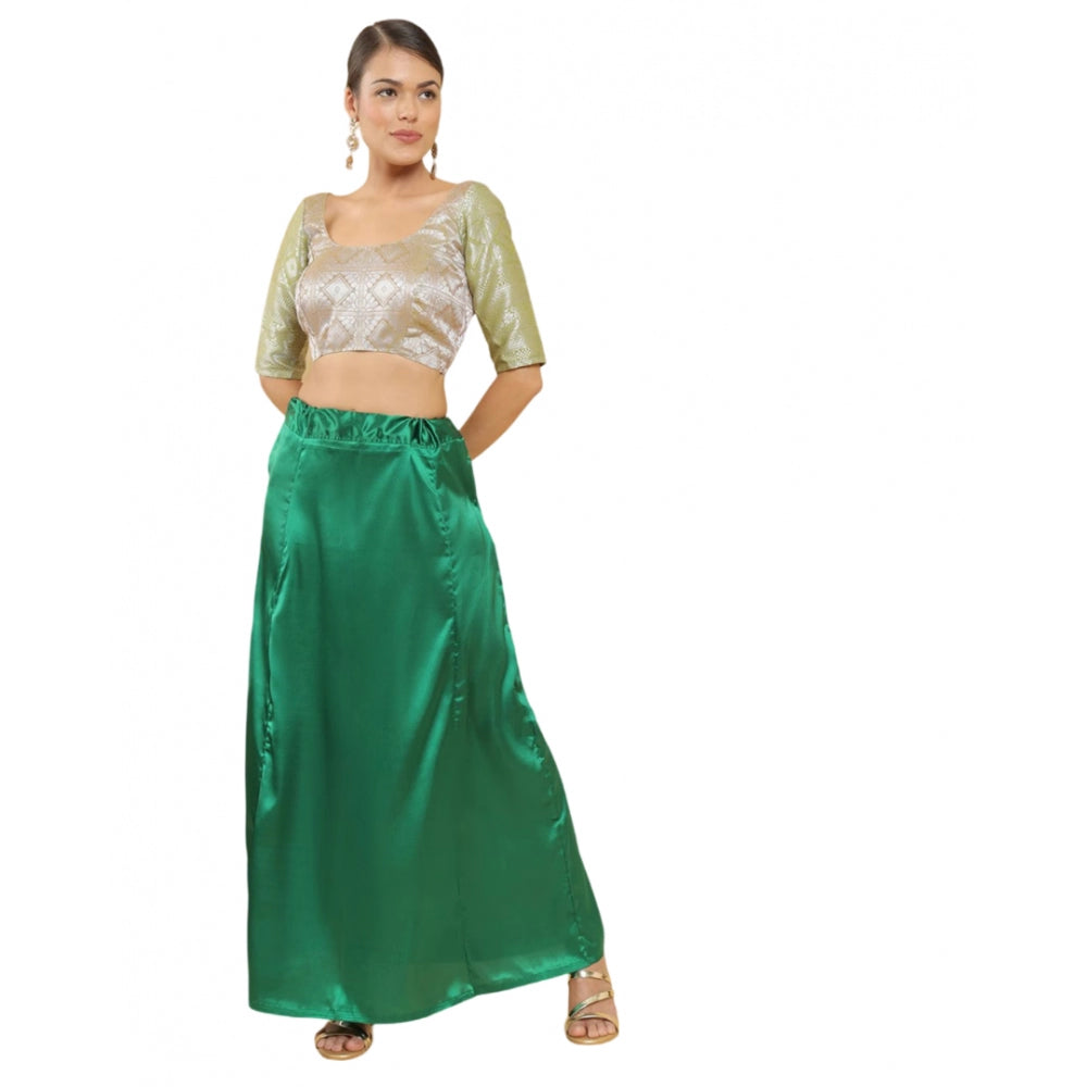 Women's Silk Solid Free Size Petticoat (Green) - GillKart