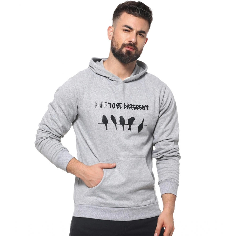 Men's Casual Solid Fleece Hooded Neck T-shirt (Grey) - GillKart