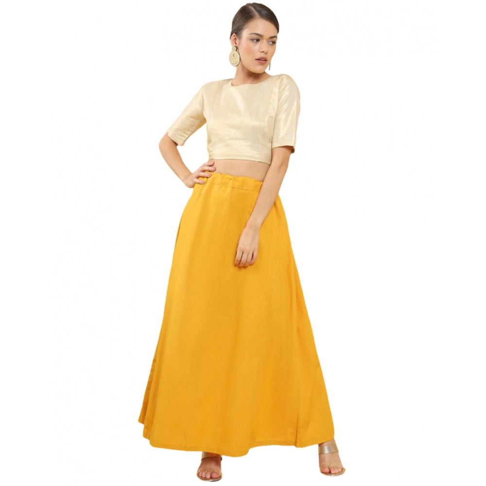 Women's Cotton Solid Free Size Petticoat (Yellow) - GillKart