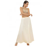 Women's Cotton Solid Free Size Petticoat (Cream) - GillKart