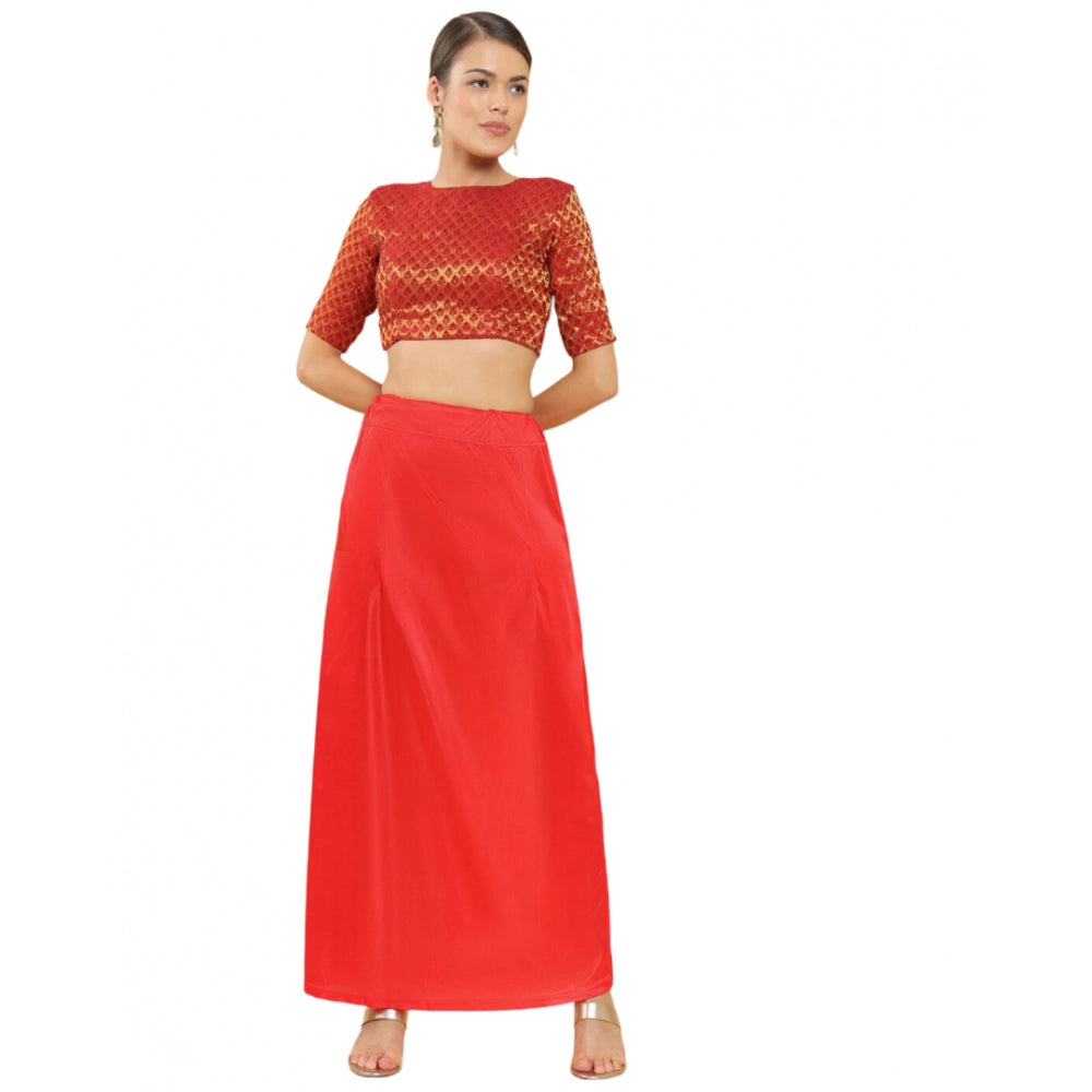 Women's Silk Solid Free Size Petticoat (Red) - GillKart