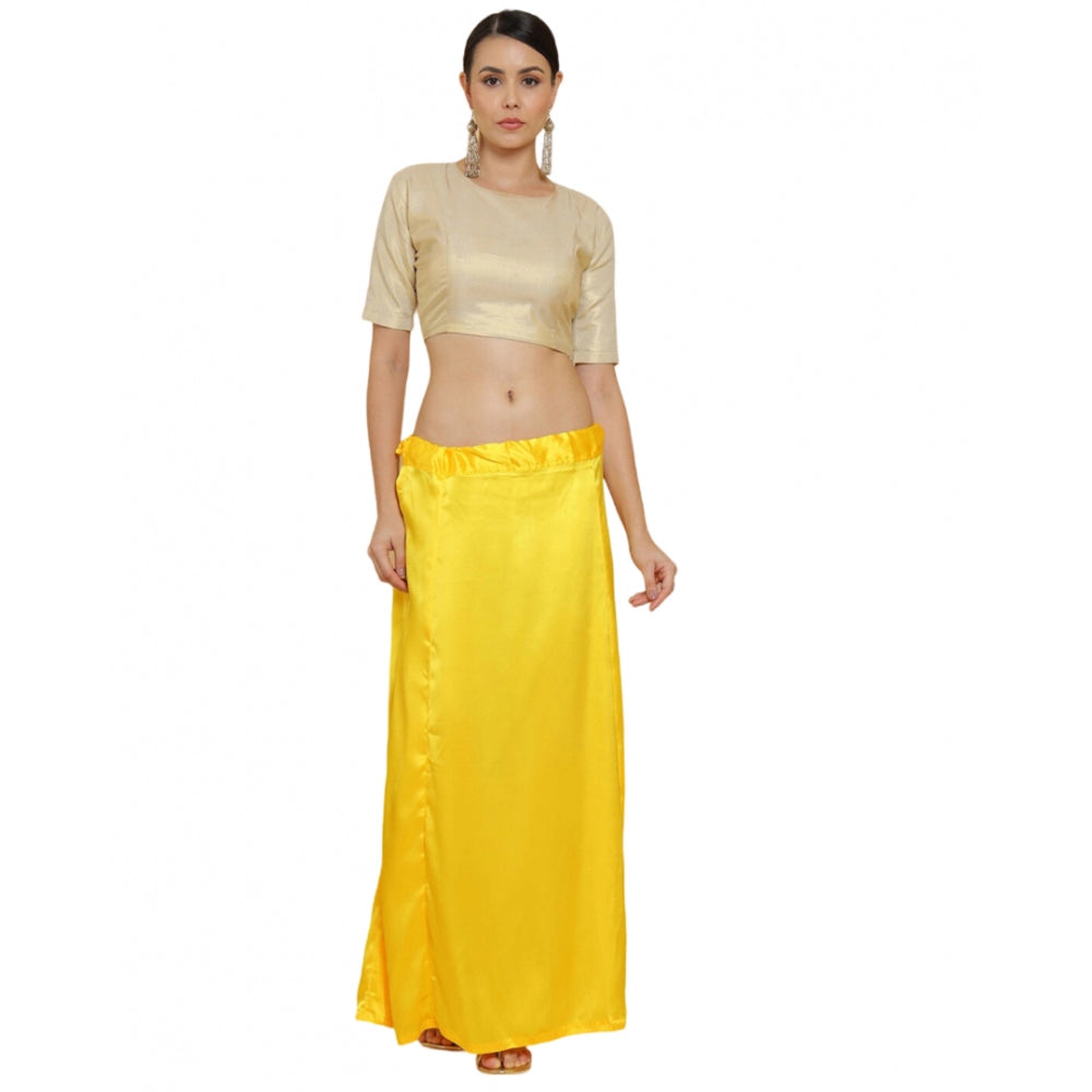 Women's Silk Solid Free Size Petticoat (Yellow) - GillKart
