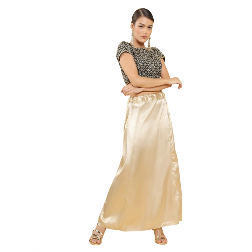 Women's Silk Solid Free Size Petticoat (Gold) - GillKart
