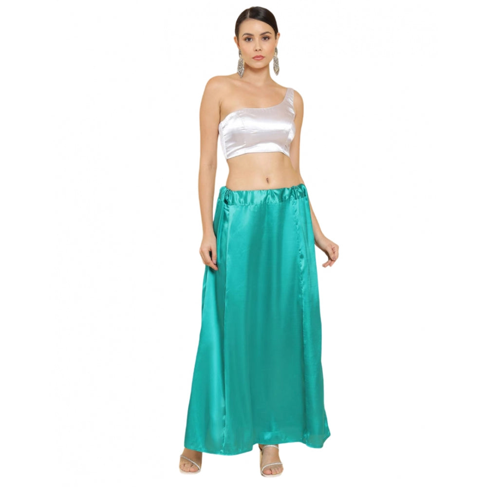 Women's Silk Solid Free Size Petticoat (SeeSaw Green) - GillKart