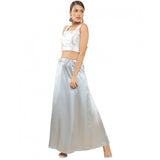 Women's Silk Solid Free Size Petticoat (Grey) - GillKart