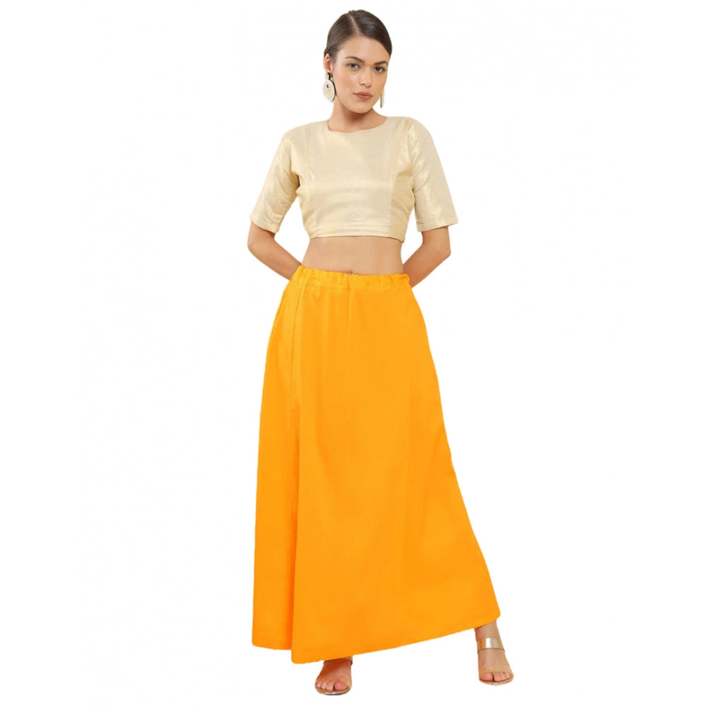 Women's Cotton Solid Free Size Petticoat (Mustard) - GillKart