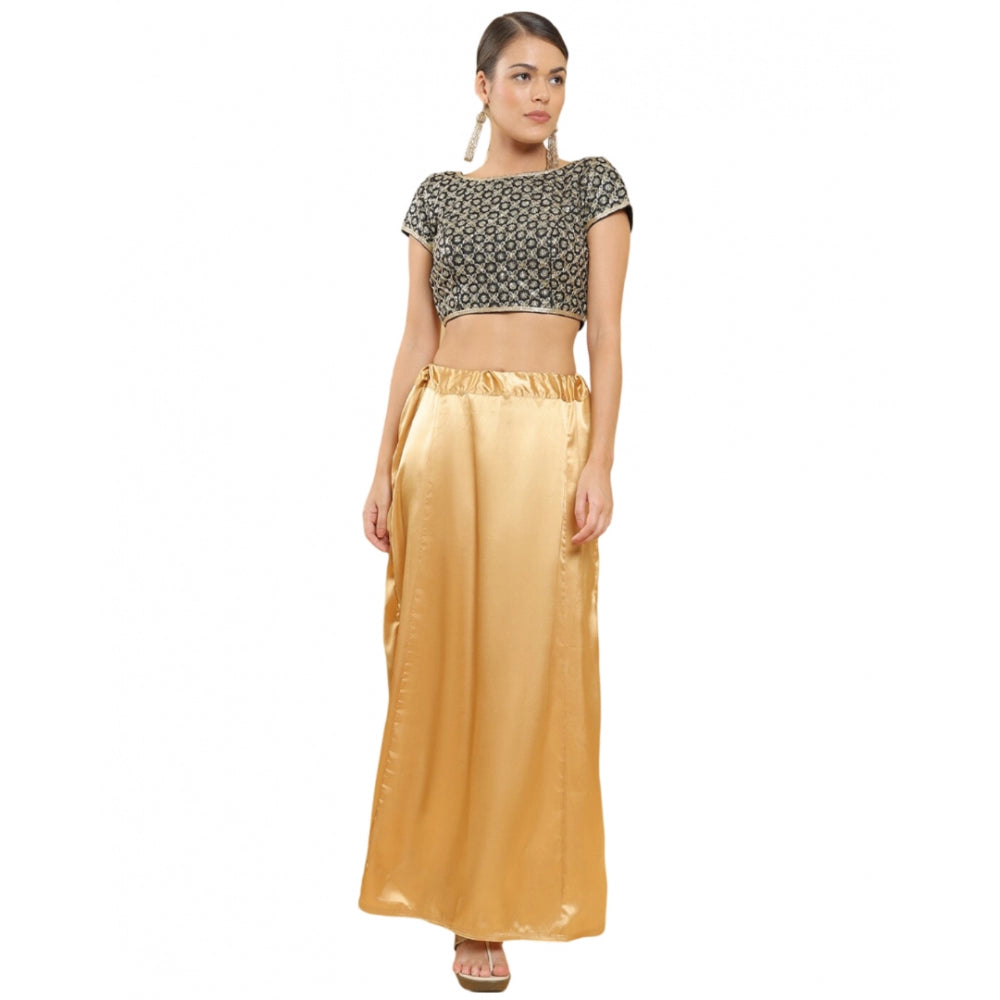 Women's Silk Solid Free Size Petticoat (Gold) - GillKart