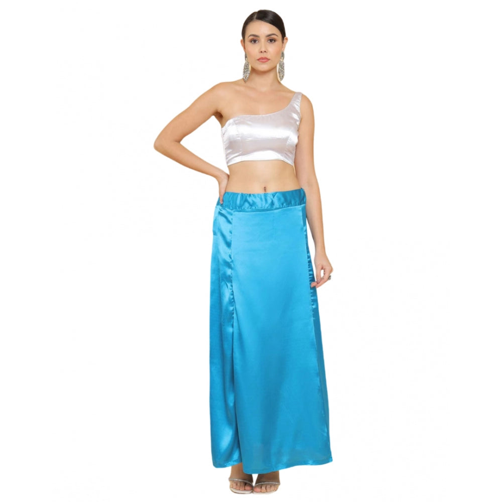 Women's Silk Solid Free Size Petticoat (Blue) - GillKart