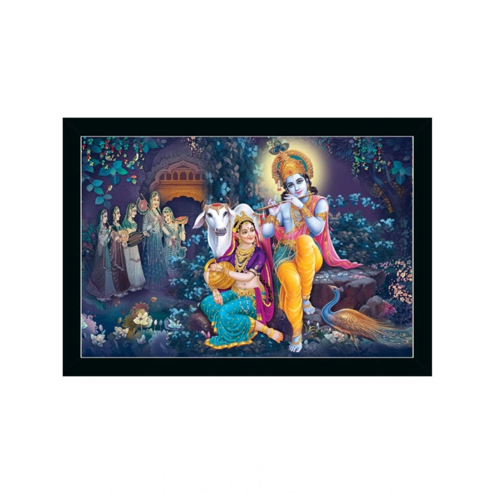 Radha Krishna Painting with Synthetic Photo Frame (Multicolor) - GillKart