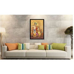 Radha Krishna Painting with Synthetic Photo Frame (Multicolor) - GillKart