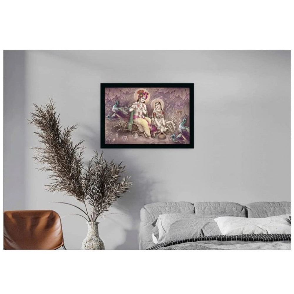 Radha Krishna Painting with Synthetic Photo Frame (Multicolor) - GillKart