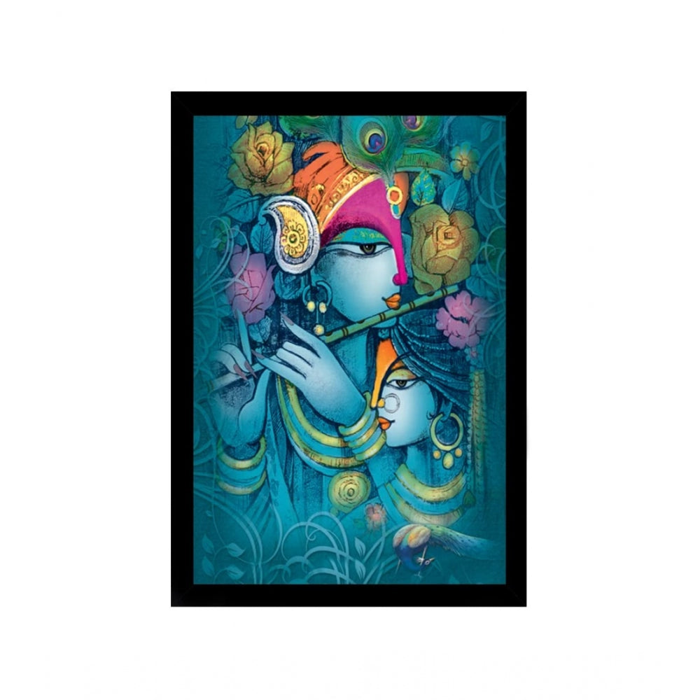 Radha Krishna Painting with Synthetic Photo Frame (Multicolor) - GillKart