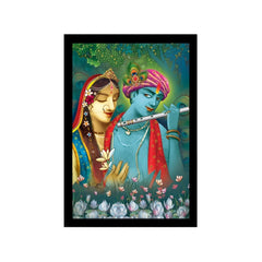 Radha Krishna Painting with Synthetic Photo Frame (Multicolor) - GillKart