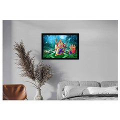 Radha Krishna Painting with Synthetic Photo Frame (Multicolor) - GillKart