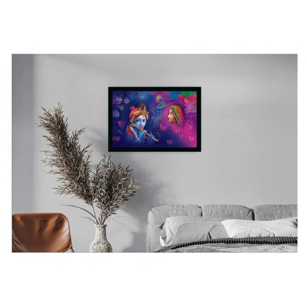 Radha Krishna Painting with Synthetic Photo Frame (Multicolor) - GillKart