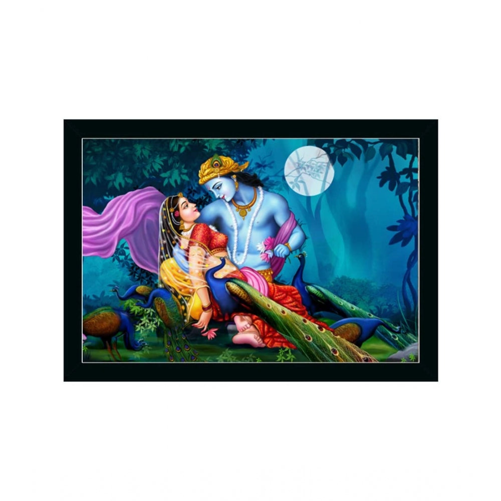 Radha Krishna Painting with Synthetic Photo Frame (Multicolor) - GillKart