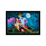 Radha Krishna Painting with Synthetic Photo Frame (Multicolor) - GillKart