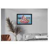 Radha Krishna Painting Vinyl Sparkle Coated with Synthetic Photo Frame (Multicolor) - GillKart