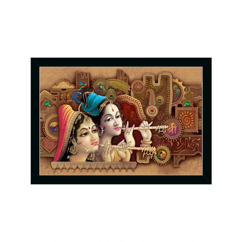 Radha Krishna Painting with Synthetic Photo Frame (Multicolor) - GillKart